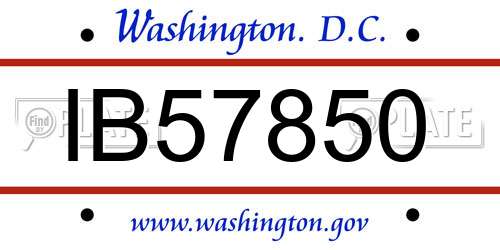 IB57850 District Of Columbia License Plate