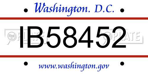 IB58452 District Of Columbia License Plate