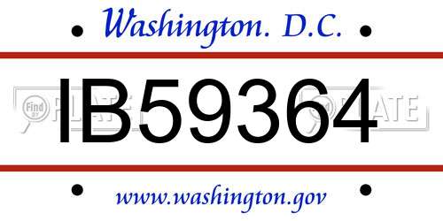 IB59364 District Of Columbia License Plate