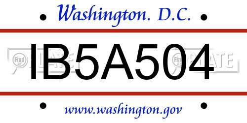 IB5A504 District Of Columbia License Plate