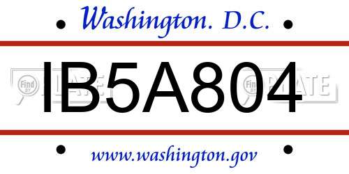 IB5A804 District Of Columbia License Plate