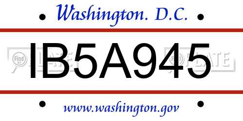 IB5A945 District Of Columbia License Plate