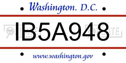 IB5A948 District Of Columbia License Plate