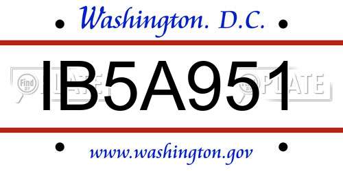 IB5A951 District Of Columbia License Plate