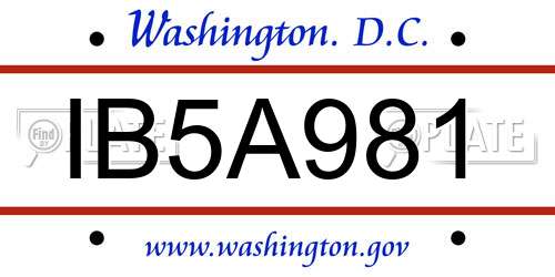 IB5A981 District Of Columbia License Plate