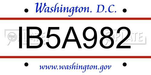 IB5A982 District Of Columbia License Plate