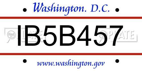 IB5B457 District Of Columbia License Plate