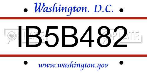 IB5B482 District Of Columbia License Plate