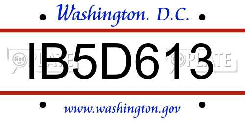 IB5D613 District Of Columbia License Plate