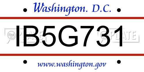 IB5G731 District Of Columbia License Plate