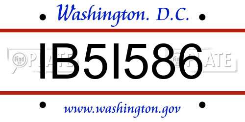IB5I586 District Of Columbia License Plate