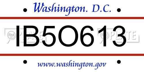 IB5O613 District Of Columbia License Plate