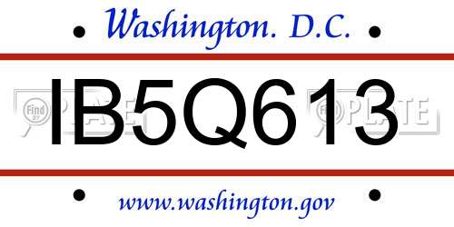 IB5Q613 District Of Columbia License Plate
