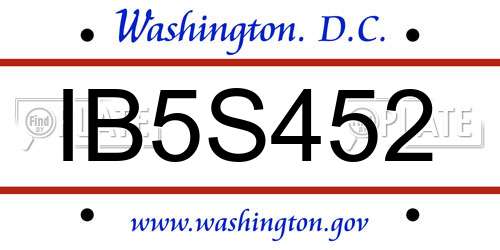 IB5S452 District Of Columbia License Plate