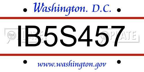 IB5S457 District Of Columbia License Plate