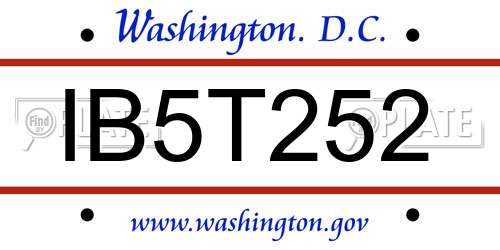 IB5T252 District Of Columbia License Plate