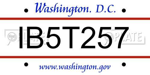 IB5T257 District Of Columbia License Plate