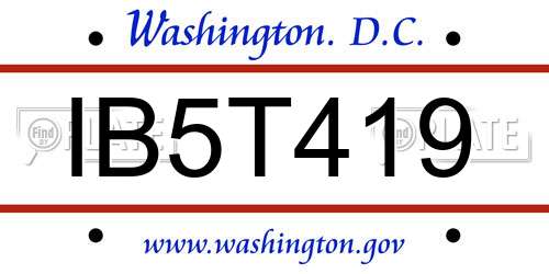 IB5T419 District Of Columbia License Plate