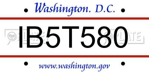 IB5T580 District Of Columbia License Plate