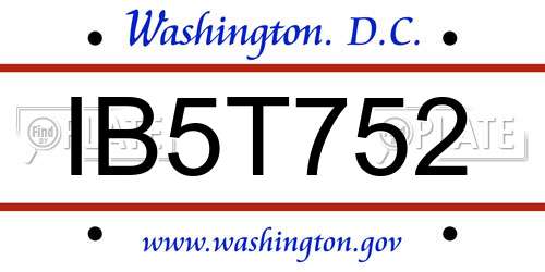 IB5T752 District Of Columbia License Plate