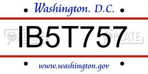 IB5T757 District Of Columbia License Plate
