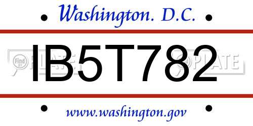 IB5T782 District Of Columbia License Plate