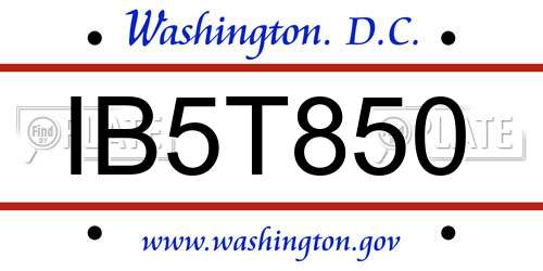 IB5T850 District Of Columbia License Plate