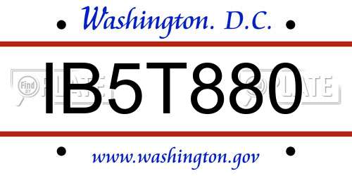 IB5T880 District Of Columbia License Plate