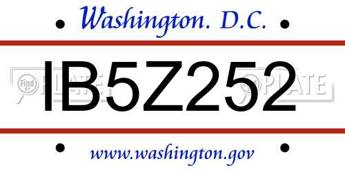 IB5Z252 District Of Columbia License Plate