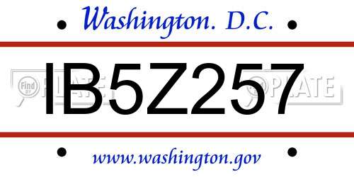 IB5Z257 District Of Columbia License Plate