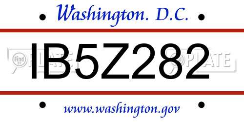 IB5Z282 District Of Columbia License Plate