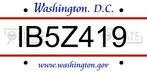 IB5Z419 District Of Columbia License Plate