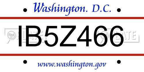 IB5Z466 District Of Columbia License Plate