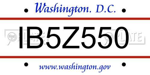 IB5Z550 District Of Columbia License Plate