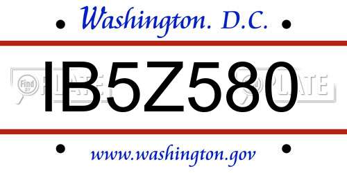 IB5Z580 District Of Columbia License Plate