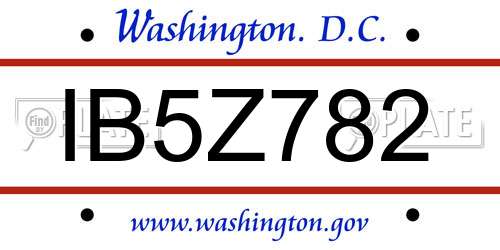 IB5Z782 District Of Columbia License Plate