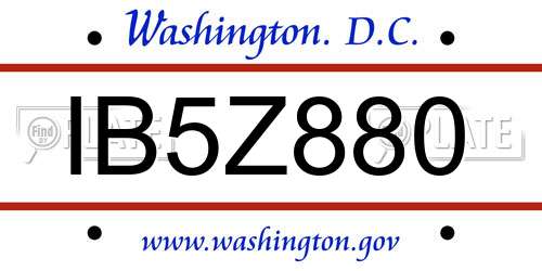 IB5Z880 District Of Columbia License Plate