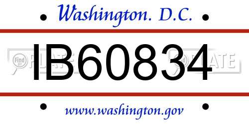 IB60834 District Of Columbia License Plate