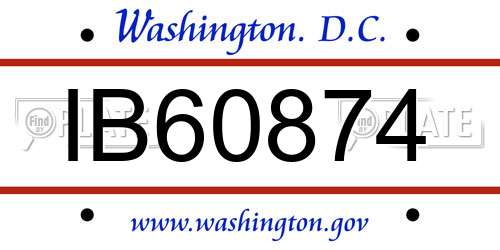IB60874 District Of Columbia License Plate