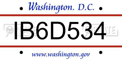 IB6D534 District Of Columbia License Plate