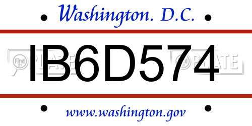 IB6D574 District Of Columbia License Plate