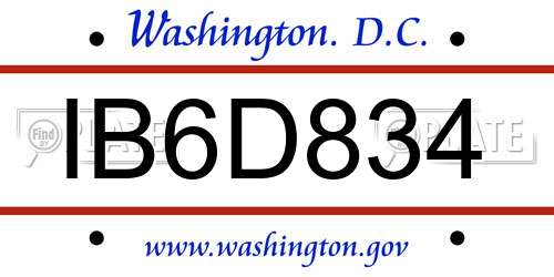 IB6D834 District Of Columbia License Plate