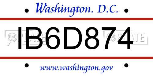 IB6D874 District Of Columbia License Plate