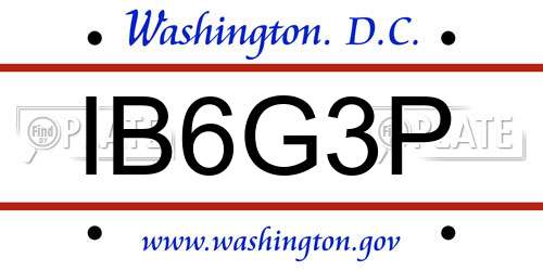 IB6G3P District Of Columbia License Plate