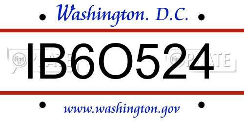 IB6O524 District Of Columbia License Plate