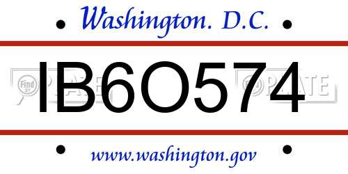 IB6O574 District Of Columbia License Plate