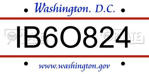 IB6O824 District Of Columbia License Plate