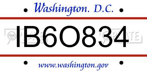 IB6O834 District Of Columbia License Plate