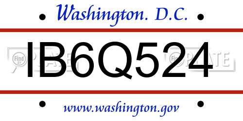 IB6Q524 District Of Columbia License Plate