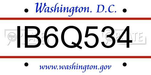 IB6Q534 District Of Columbia License Plate